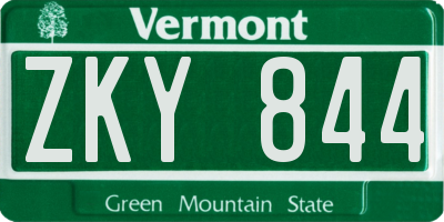 VT license plate ZKY844