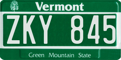 VT license plate ZKY845