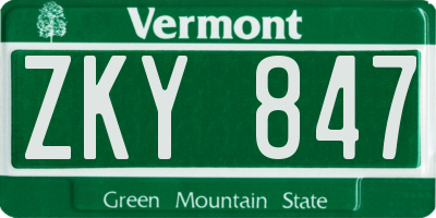 VT license plate ZKY847