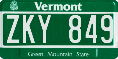 VT license plate ZKY849