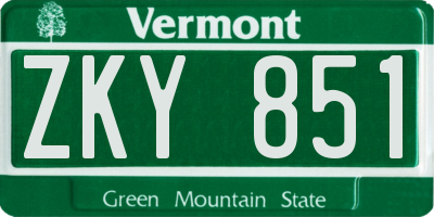 VT license plate ZKY851