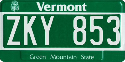 VT license plate ZKY853