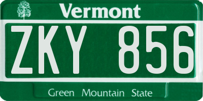 VT license plate ZKY856