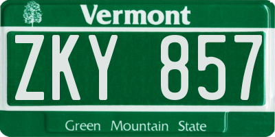 VT license plate ZKY857