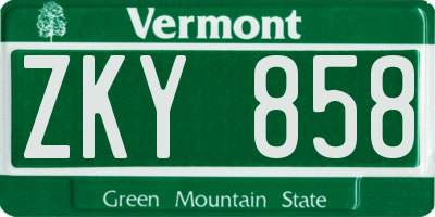 VT license plate ZKY858