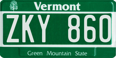 VT license plate ZKY860