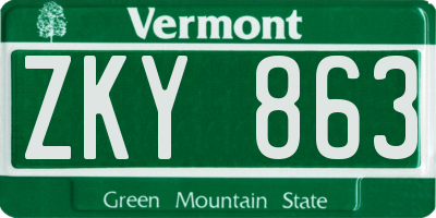 VT license plate ZKY863