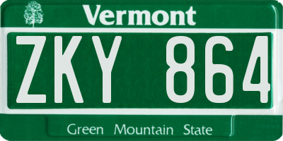 VT license plate ZKY864