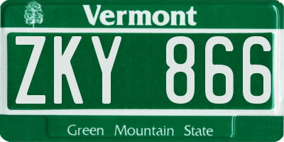 VT license plate ZKY866