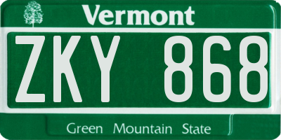 VT license plate ZKY868