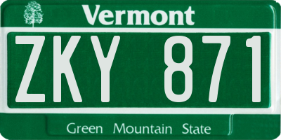 VT license plate ZKY871