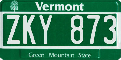 VT license plate ZKY873