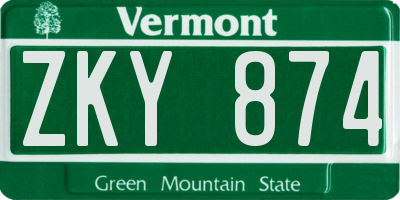 VT license plate ZKY874