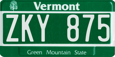 VT license plate ZKY875