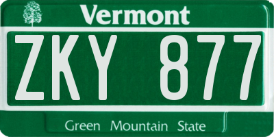VT license plate ZKY877