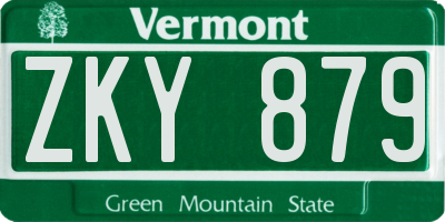 VT license plate ZKY879