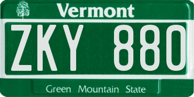 VT license plate ZKY880
