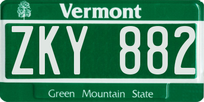 VT license plate ZKY882