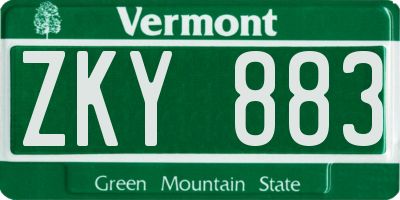 VT license plate ZKY883