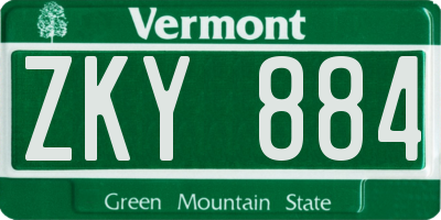 VT license plate ZKY884