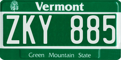VT license plate ZKY885