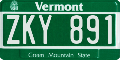 VT license plate ZKY891