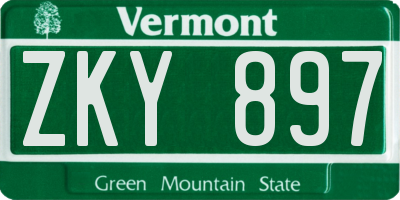 VT license plate ZKY897
