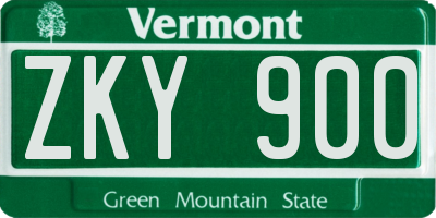 VT license plate ZKY900