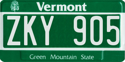 VT license plate ZKY905