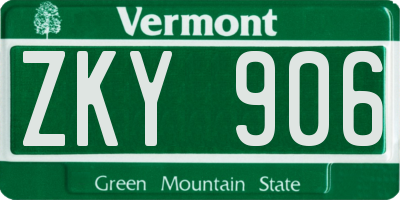 VT license plate ZKY906