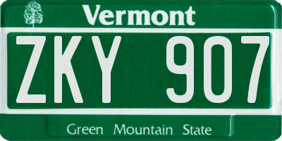 VT license plate ZKY907