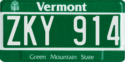 VT license plate ZKY914