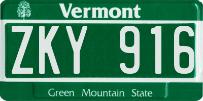 VT license plate ZKY916