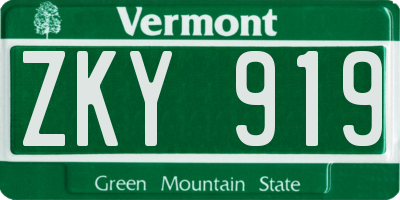 VT license plate ZKY919