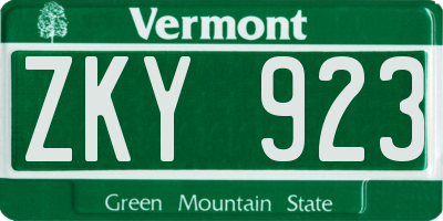 VT license plate ZKY923