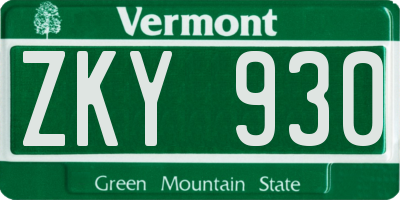 VT license plate ZKY930