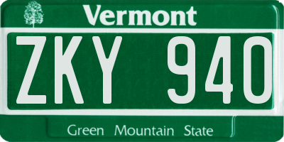 VT license plate ZKY940