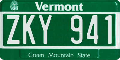 VT license plate ZKY941