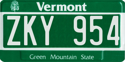 VT license plate ZKY954