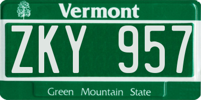 VT license plate ZKY957