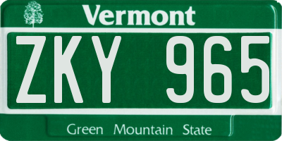 VT license plate ZKY965