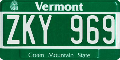 VT license plate ZKY969