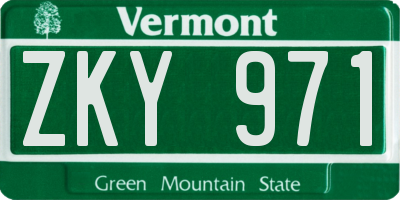 VT license plate ZKY971