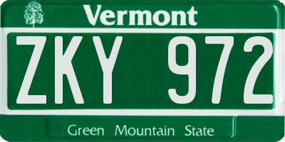 VT license plate ZKY972