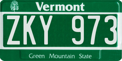 VT license plate ZKY973