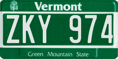 VT license plate ZKY974