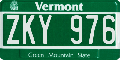 VT license plate ZKY976