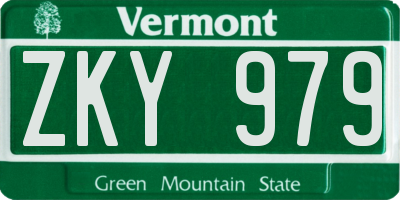 VT license plate ZKY979