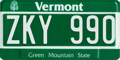 VT license plate ZKY990