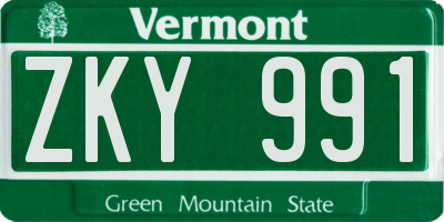 VT license plate ZKY991